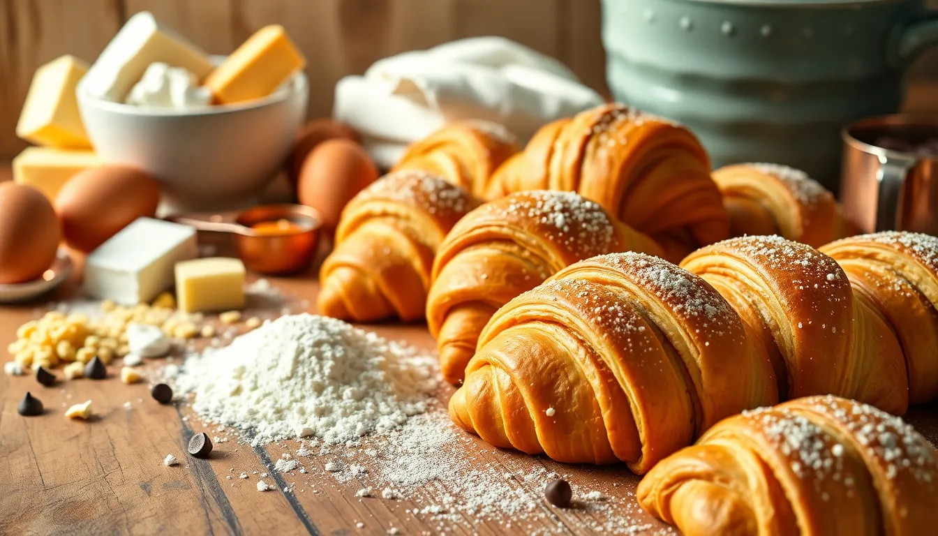 Cookie Croissants: A Delectable Fusion of Flavors and Techniques 1 Fresh cookie croissants with baking ingredients